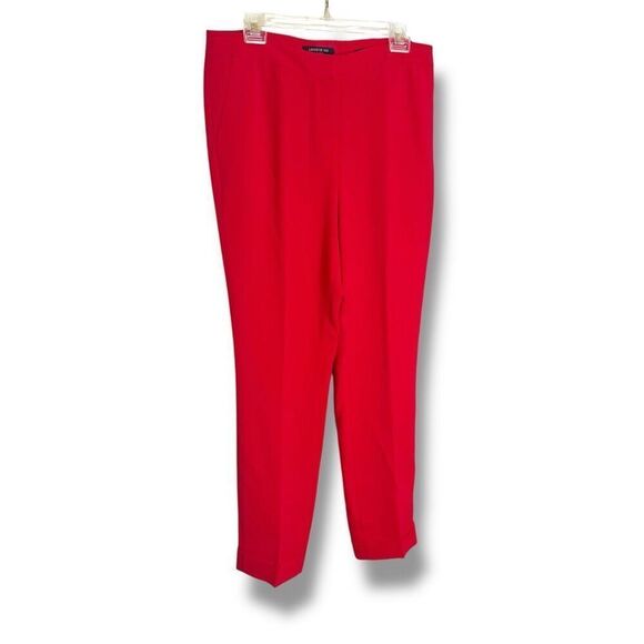 Lafayette 148 New York Red Crepe Clinton Cuffed Trouser Pants Women’s Size 8 - Picture 3 of 10